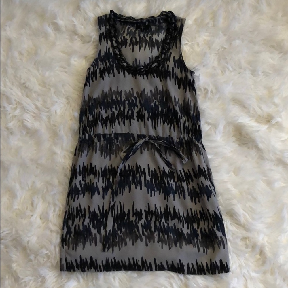 Aqua Black and Grey Chain Link Neck Dress SZ Small